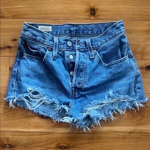 Levi's Frayed Blue Jean Shorts
